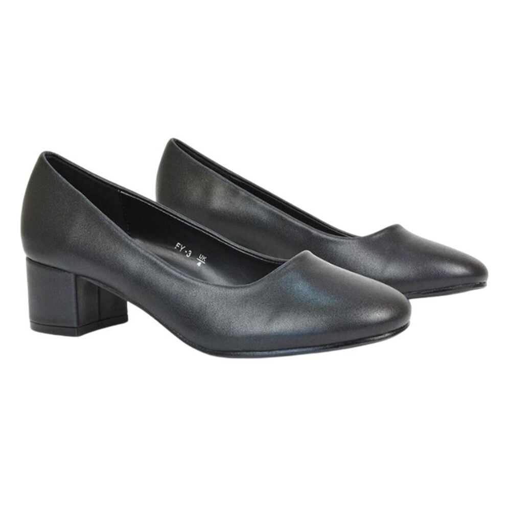 XY London Womens/Ladies Liberty Low Block Heel Court Shoes / Black